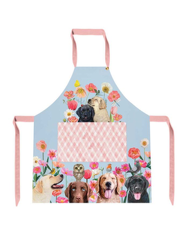 Dogs & Birds Apron size,  inches height and  inches wide.
