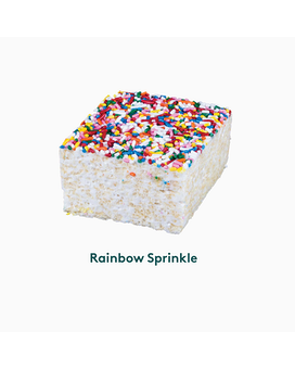 Rainbow Sprinkles Crispy Cake size,  inches height and  inches wide.
