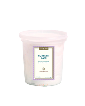 Confetti Cake Cotton Candy size,  inches height and  inches wide.