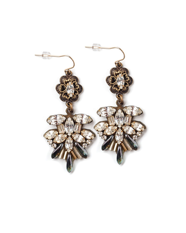Ruffled Rhinestone Earrings size,  inches height and  inches wide.