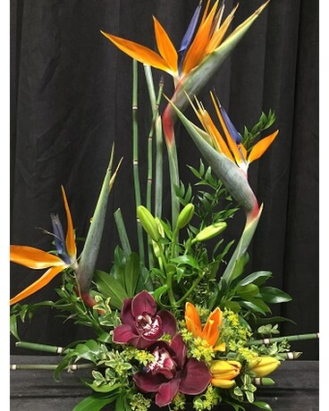 Birds and Orchids Flower Arrangement