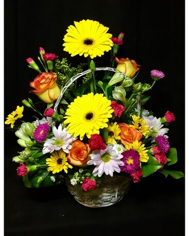 Hello Sunshine Basket Flower Arrangement