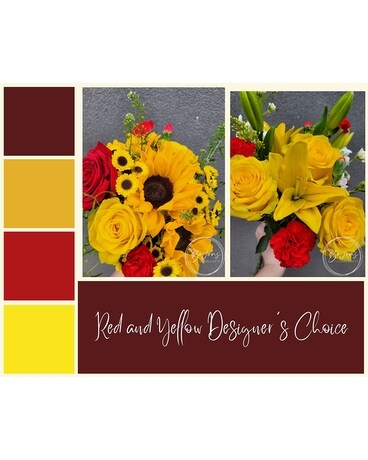 Red and Yellow Designer's Choice Flower Arrangement