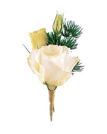 White Lisianthus Boutonniere Boutonniere