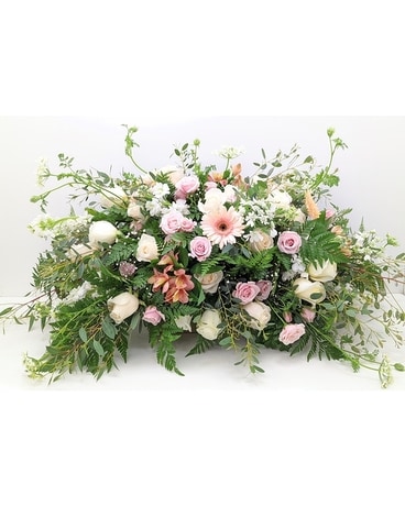 Peaches & Cream Casket Spray Funeral Casket Spray Flowers