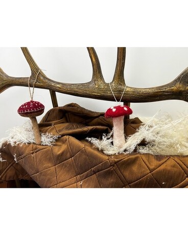 Mushroom Felted Wool Ornaments Flower Arrangement