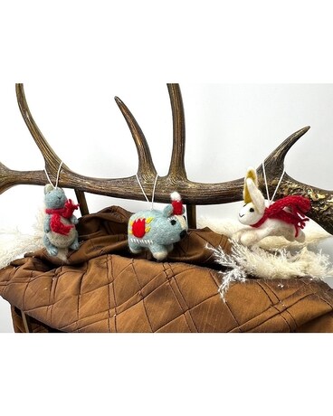 Woodland Critter Felted Wool Ornaments Gifts