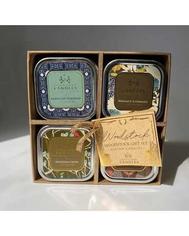 Woodstock Gift Set-2in1 Soy Lotion Candle Set Flower Arrangement