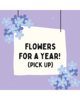 Once a Month ($15 Bunch) size,  inches height and  inches wide.