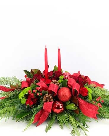 2 Candle Holiday Centerpiece Flower Arrangement