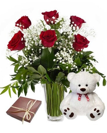 Half Dozen Red Rose Package Flower Arrangement