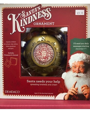 Santa Kindness Ornament Flower Arrangement