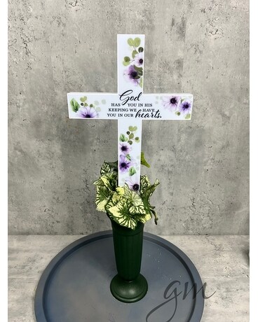 In His Keeping Solar Cross Placement Specialty Arrangement