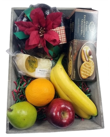Christmas Gourmet Fruit Tray Flower Arrangement