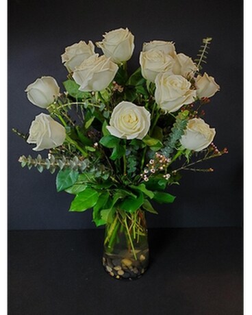 One Dozen White Roses Flower Arrangement