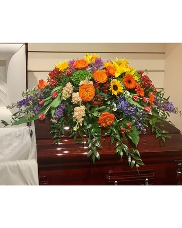 Heaven's Summer Reflection Funeral Casket Spray Flowers