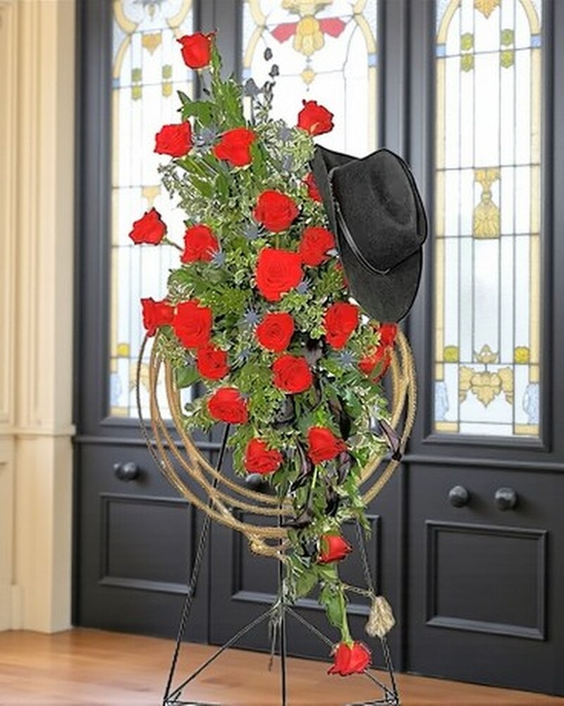 Beloved Cowboy Easel Spray in Fort Worth TX - Greenwood Florist