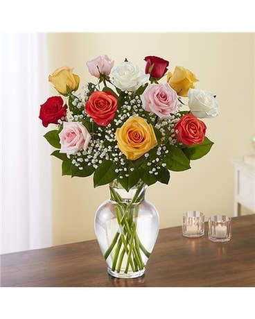 Premium Long Stem Assorted Roses Flower Arrangement