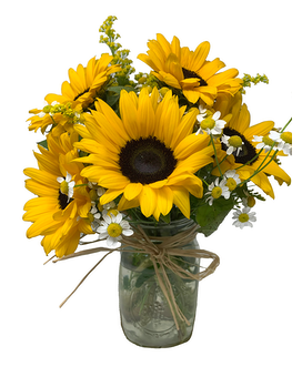 Sunflowers & Mason Jar Flower Arrangement
