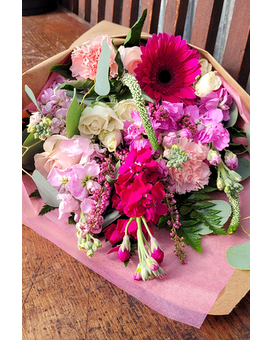 Valentine Blush Wrap Bouquet Flower Arrangement