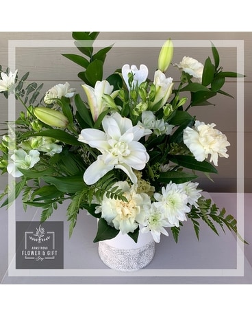 Sympathy Angel Container Flower Arrangement