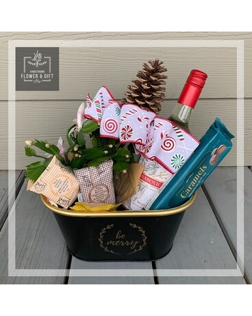 Christmas Wine for One - White Gift Basket