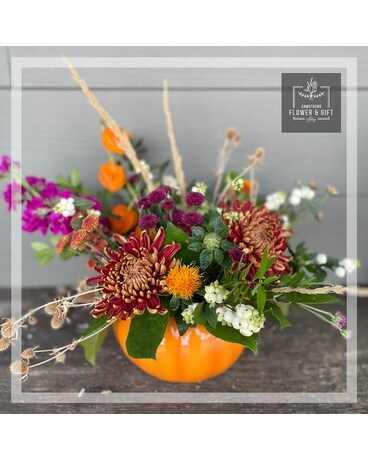 Sunset Pumpkin Flower Arrangement