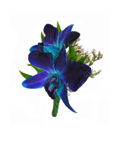 Blue Orchid Boutonniere Flower Arrangement