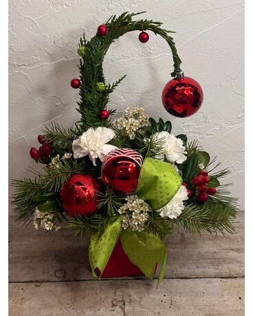 Grinch Christmas Flower Arrangement