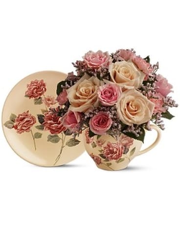 Teleflora's Victorian Teacup Bouquet Flower Arrangement
