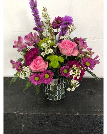 Mosaic Vase Flower Arrangement