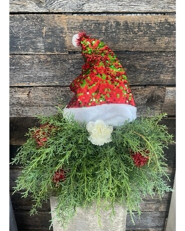 Gnome for the Holidays Flower Arrangement