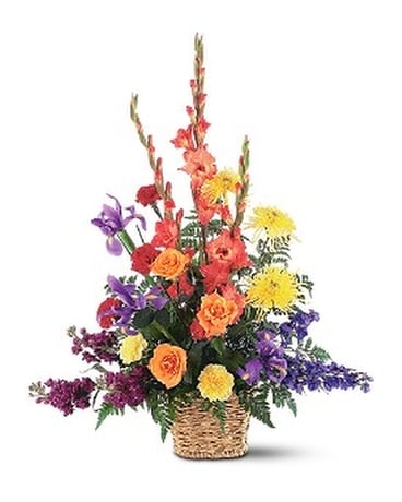 Rainbow Basket Flower Arrangement