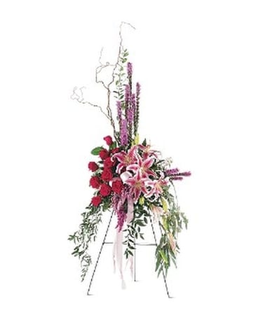 Amethyst and Ruby Standing Spray Flower Arrangement