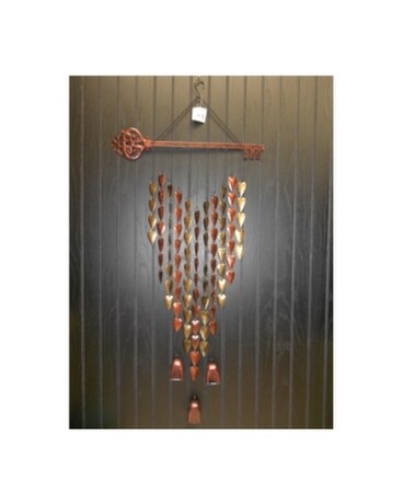 key hearts wind chime