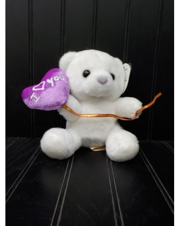 White Bear with Lavender Balloon Gifts