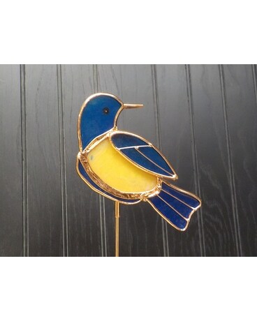Blue Bird Looking Back Yard Decor Gifts