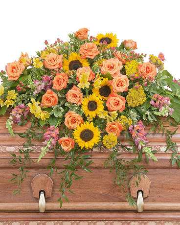 Heaven's Sunset Casket Spray Flower Arrangement