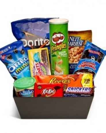 Snack Basket Flower Arrangement