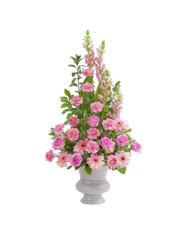 Peaceful Pink Urn Flower Arrangement