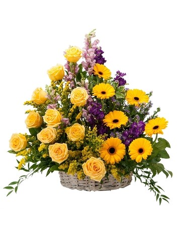 Vivid Memories Basket Tribute Flower Arrangement
