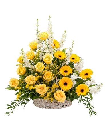 Ray Of Sunshine Basket Tribute Flower Arrangement