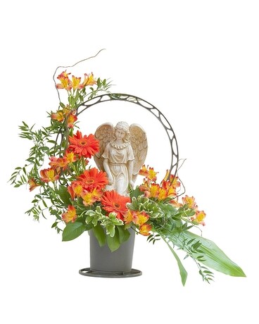 Heaven's Sunset Angel Basket Flower Arrangement