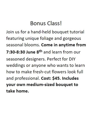 Floral Design Class - June 8th, 7:30-8:30 PM Custom product