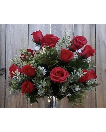 Cemetery All Red Tribute Sympathy Arrangement