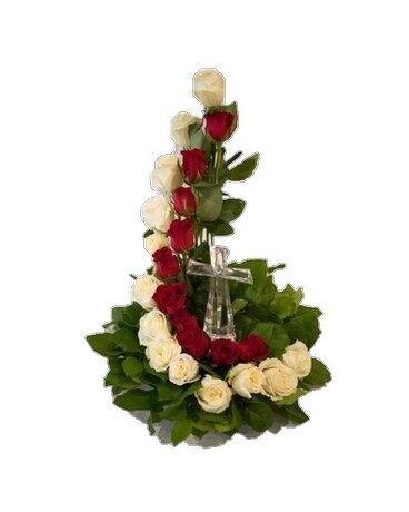 Stairway to Heaven - Red & White Flower Arrangement