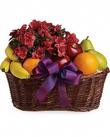 Fruits And Blooms Basket Flower Arrangement