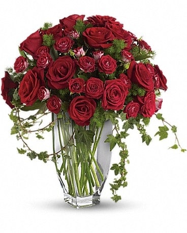 Rose Romanesque Bouquet - Red Roses Flower Arrangement