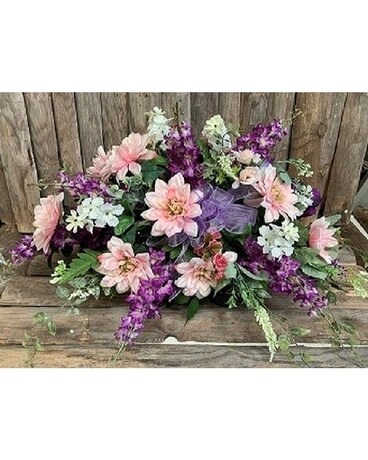 Tombstone Rack - Lavender & Pink Sympathy Arrangement