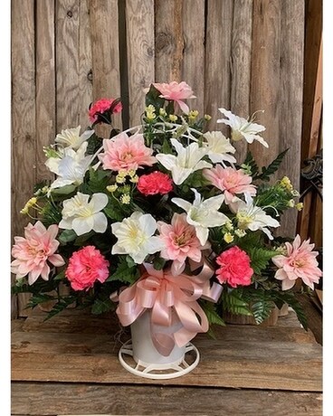 Funeral Basket - Pink & White Custom product